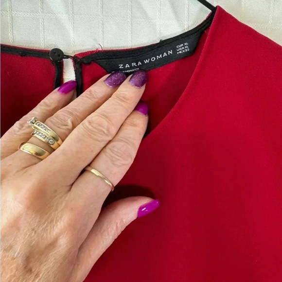 Zara Red Peplum Blouse - Picture 3 of 4